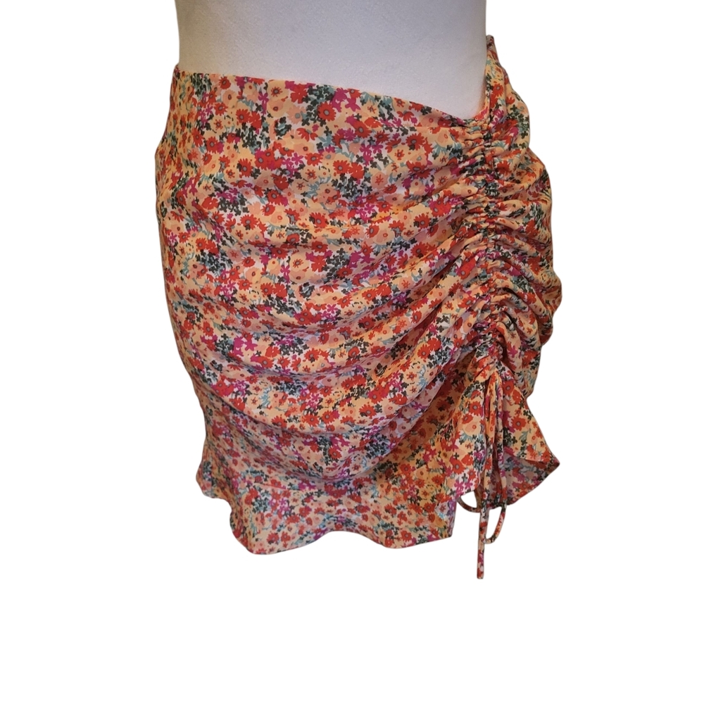 Vici Floral Rouche Mini Skirt Sz S
